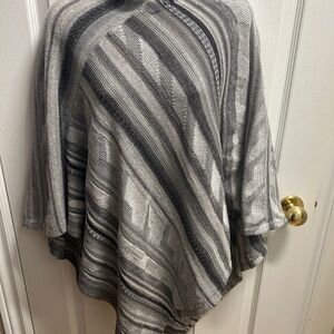 Ralph Lauren Gray Striped Poncho- S/M